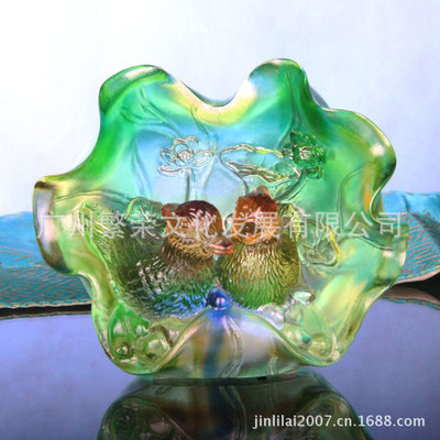 鴛鴦和和美美琉璃工藝品 結婚慶典禮品優選